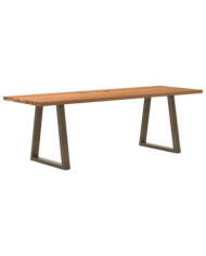 Table à manger marron clair bois de chêne massif rectangulaire | Mobilier & Déco