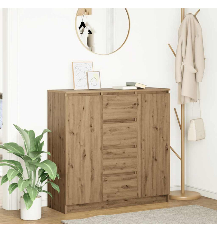 Buffet tiroirs chêne artisanal 100,5x35x98,5 cm bois ingénierie | Mobilier & Déco