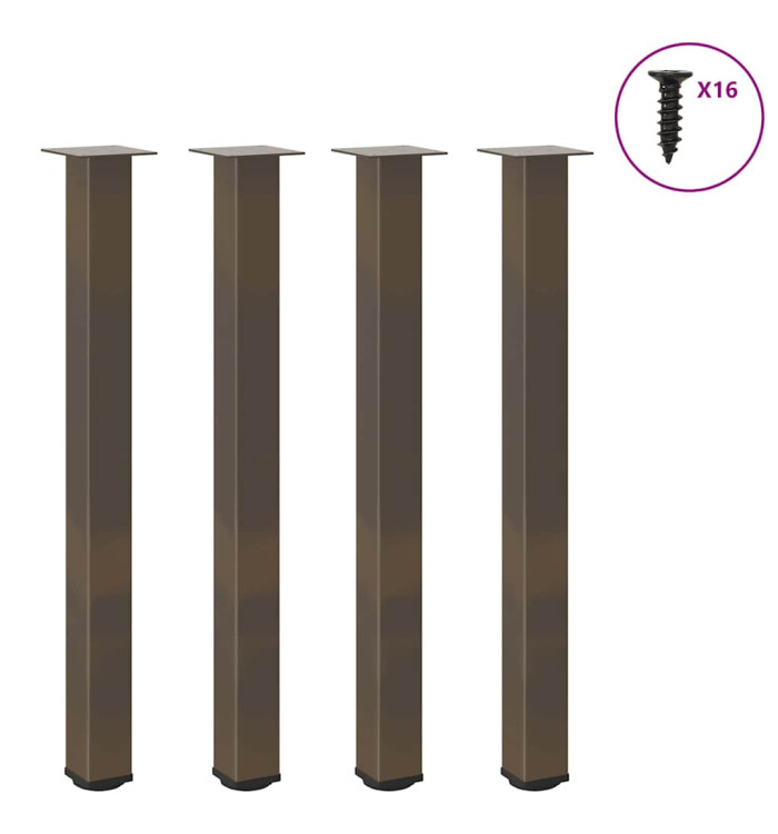 Pieds de table basse acier naturel 4 pcs 90-92 cm acier | Mobilier & Déco
