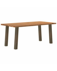 Table à manger marron clair bois de chêne massif rectangulaire | Mobilier & Déco