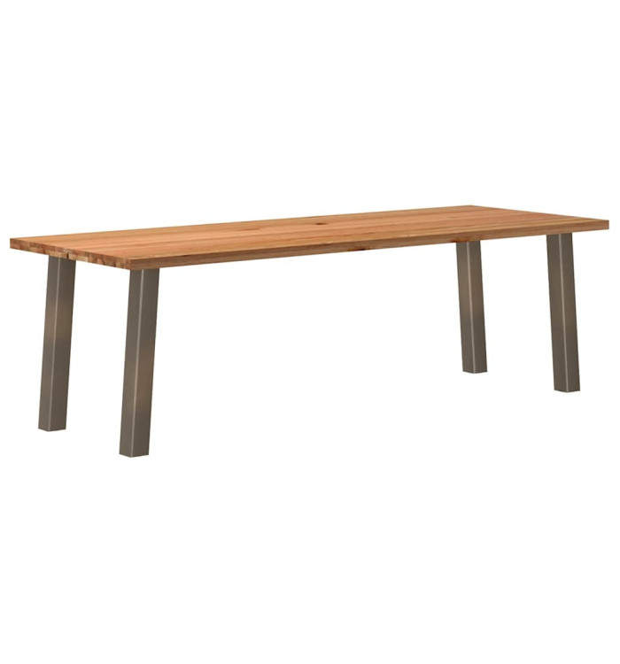 Table à manger marron clair bois de chêne massif rectangulaire | Mobilier & Déco