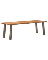 Table à manger marron clair bois de chêne massif rectangulaire | Mobilier & Déco