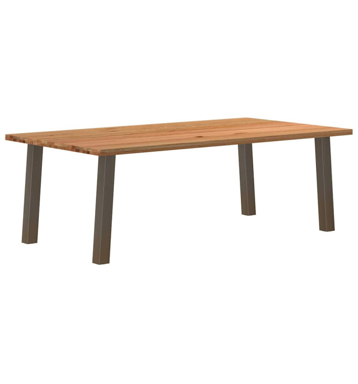 Table à manger marron clair bois de chêne massif rectangulaire | Mobilier & Déco