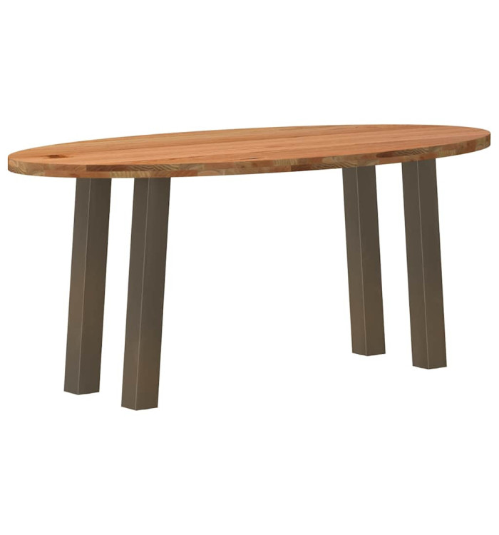 Table à manger marron clair bois de chêne massif ovale | Mobilier & Déco