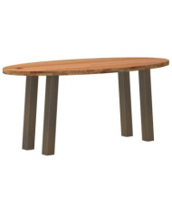 Table à manger marron clair bois de chêne massif ovale | Mobilier & Déco