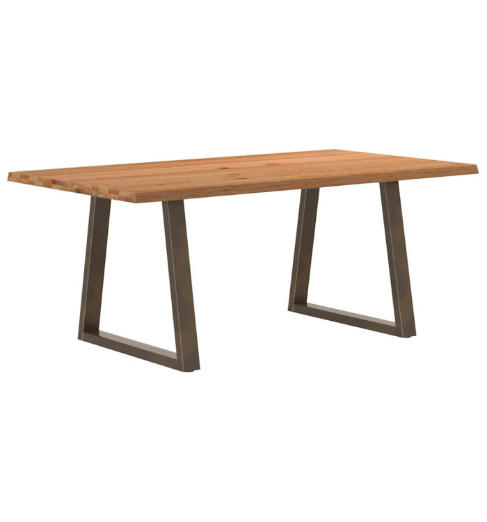 Table à manger avec bord naturel 180x100x74cm bois massif chêne | Mobilier & Déco