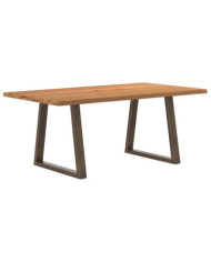 Table à manger avec bord naturel 180x100x74cm bois massif chêne | Mobilier & Déco