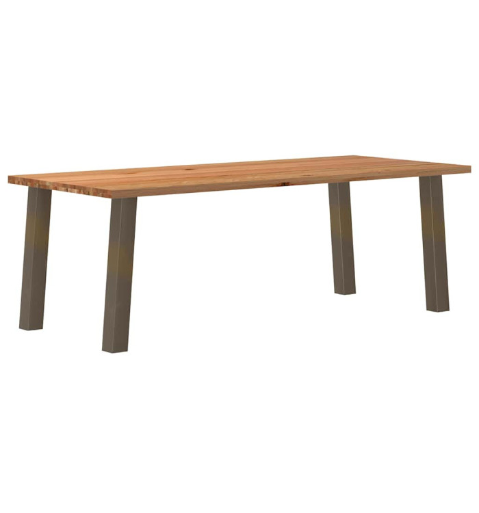 Table à manger marron clair bois de chêne massif rectangulaire | Mobilier & Déco