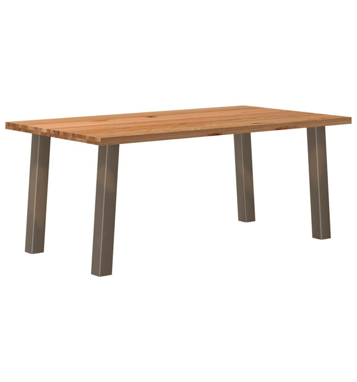Table à manger marron clair bois de chêne massif rectangulaire | Mobilier & Déco