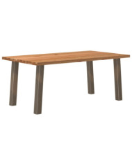 Table à manger marron clair bois de chêne massif rectangulaire | Mobilier & Déco