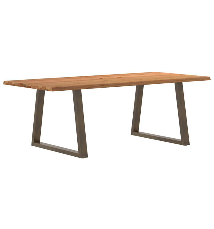 Table à manger avec bord naturel 220x100x74cm bois massif chêne | Mobilier & Déco