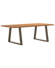 Table à manger avec bord naturel 220x100x74cm bois massif chêne | Mobilier & Déco