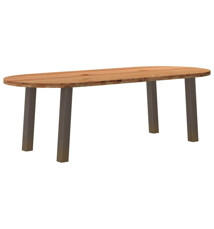 Table à manger marron clair bois de chêne massif ovale | Mobilier & Déco