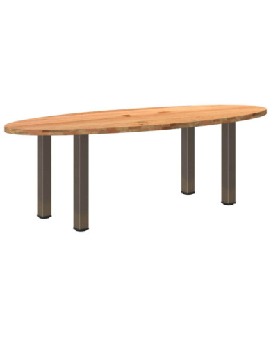 Table à manger marron clair bois de chêne massif ovale | Mobilier & Déco