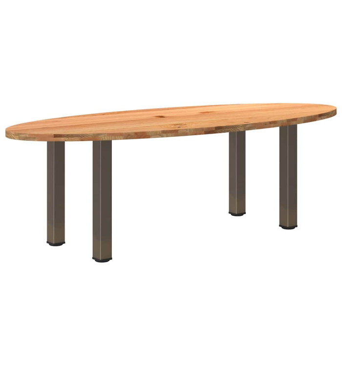 Table à manger marron clair bois de chêne massif ovale | Mobilier & Déco