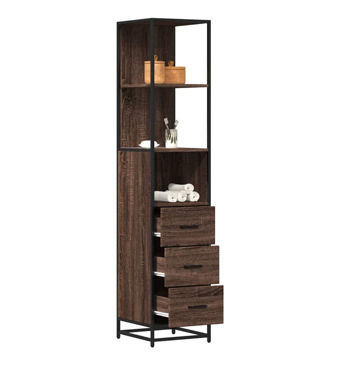 Armoire de salle de bain chêne marron 35x37,5x166 cm | Mobilier & Déco