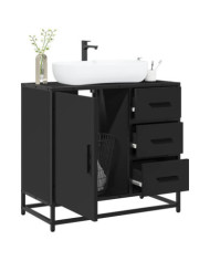 Armoire de lavabo de salle de bain noir 65x33x60 cm | Mobilier & Déco