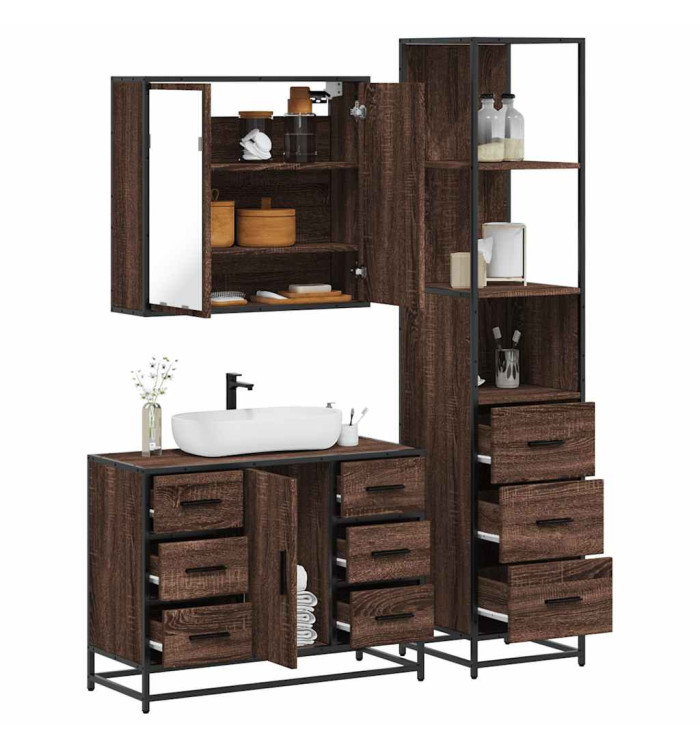 Ensemble de meubles de salle de bain 3 pcs Chêne marron | Mobilier & Déco