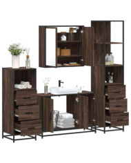 Ensemble de meubles de salle de bain 4 pcs chêne marron | Mobilier & Déco