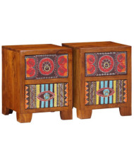 Table de chevet 2 pcs 35x35x45 cm bois d'acacia massif | Mobilier & Déco