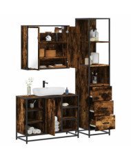 Ensemble de meubles de salle de bain 3 pcs Chêne fumé | Mobilier & Déco