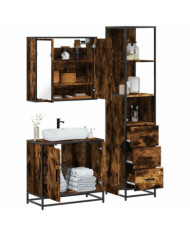 Ensemble de meubles de salle de bain 3 pcs Chêne fumé | Mobilier & Déco