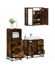 Ensemble de meubles de salle de bain 3 pcs Chêne fumé | Mobilier & Déco