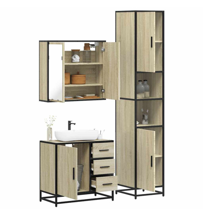 Ensemble de meubles de salle de bain 3 pcs chêne sonoma | Mobilier & Déco