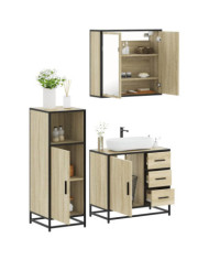 Ensemble de meubles de salle de bain 3 pcs chêne sonoma | Mobilier & Déco