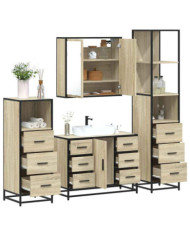 Ensemble de meubles de salle de bain 4 pcs chêne sonoma | Mobilier & Déco
