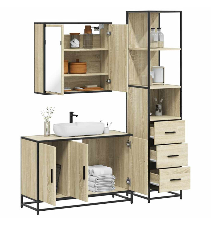 Ensemble de meubles de salle de bain 3 pcs chêne sonoma | Mobilier & Déco