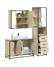 Ensemble de meubles de salle de bain 3 pcs chêne sonoma | Mobilier & Déco