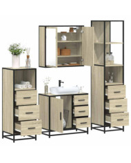 Ensemble de meubles de salle de bain 4 pcs chêne sonoma | Mobilier & Déco