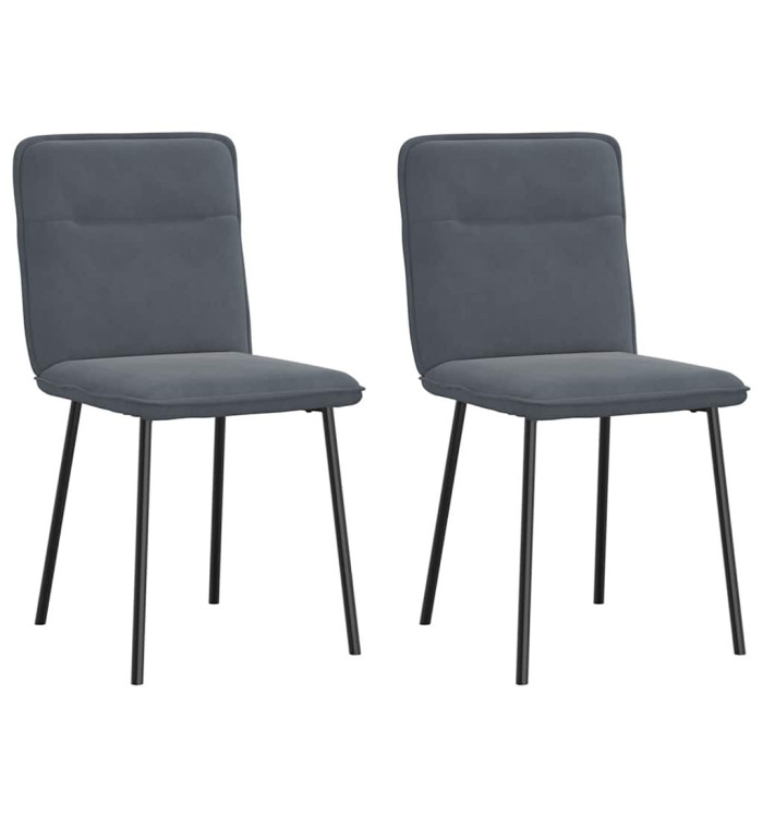 Chaises à manger lot de 2 Gris foncé Velours | Mobilier & Déco