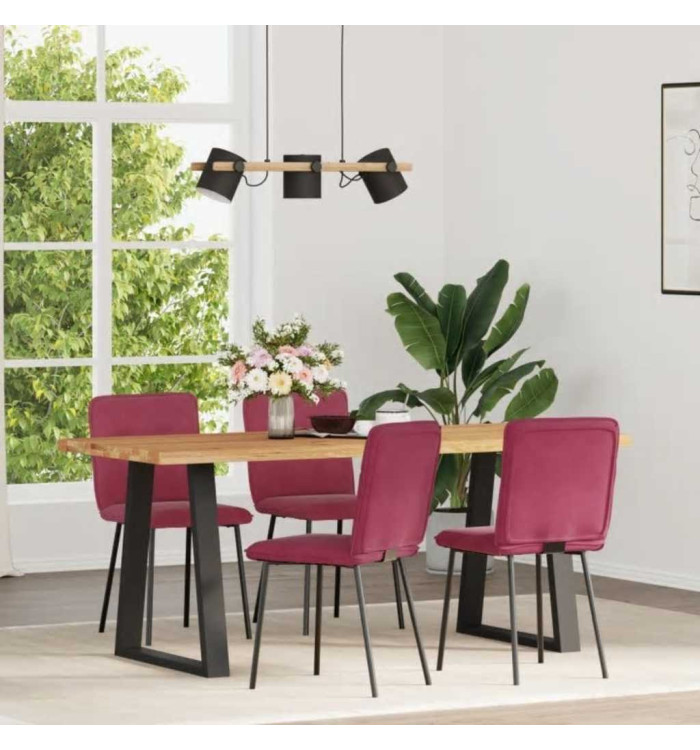 Chaises à manger lot de 4 Rouge bordeaux Velours | Mobilier & Déco