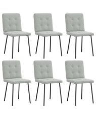 Chaises à manger lot de 6 gris clair velours | Mobilier & Déco