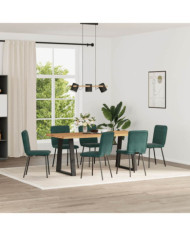 Chaises à manger lot de 6 vert foncé velours | Mobilier & Déco