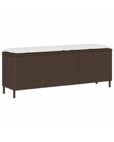 Banc de jardin avec coussin marron 110x30x40,5cm résine tressée | Mobilier & Déco