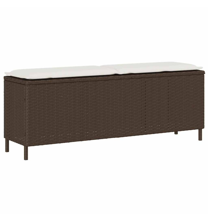 Banc de jardin avec coussin marron 110x30x40,5cm résine tressée | Mobilier & Déco