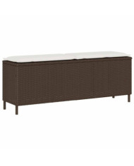 Banc de jardin avec coussin marron 110x30x40,5cm résine tressée | Mobilier & Déco