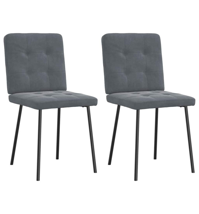 Chaises à manger lot de 2 Gris foncé Velours | Mobilier & Déco