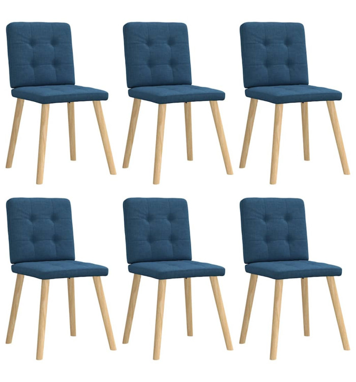 Chaises à manger lot de 6 bleu tissu | Mobilier & Déco