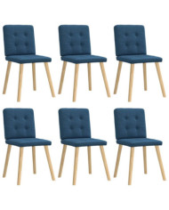 Chaises à manger lot de 6 bleu tissu | Mobilier & Déco