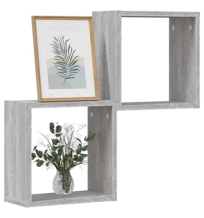 Étagères cube murales 2 pcs sonoma gris 30x15x30 cm | Mobilier & Déco