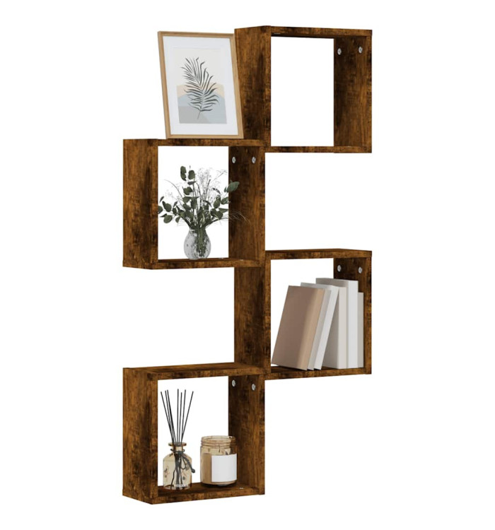 Étagères murales sous forme de cube 4 pcs chêne fumé 30x15x30cm | Mobilier & Déco