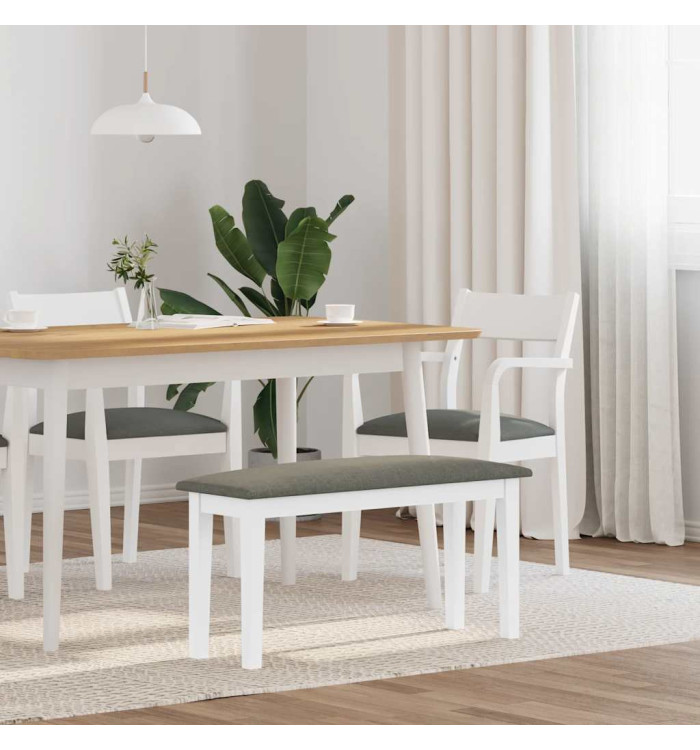 Banc 90 cm blanc bois massif caoutchouc | Mobilier & Déco