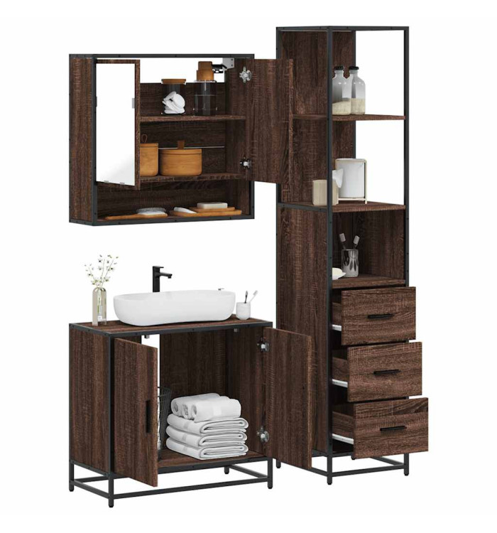 Ensemble de meubles de salle de bain 3 pcs Chêne marron | Mobilier & Déco
