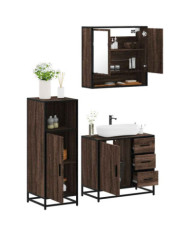 Ensemble de meubles de salle de bain 3 pcs Chêne marron | Mobilier & Déco
