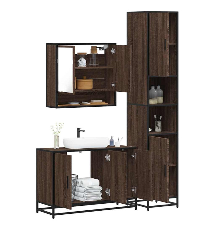 Ensemble de meubles de salle de bain 3 pcs Chêne marron | Mobilier & Déco