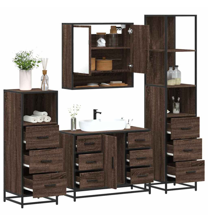 Ensemble de meubles de salle de bain 4 pcs chêne marron | Mobilier & Déco